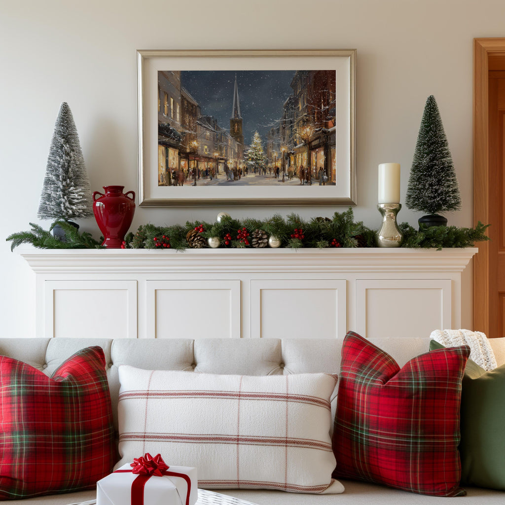 Burlington Vermont Christmas Wall Art, Custom Large Travel Poster Print, World Location Painting