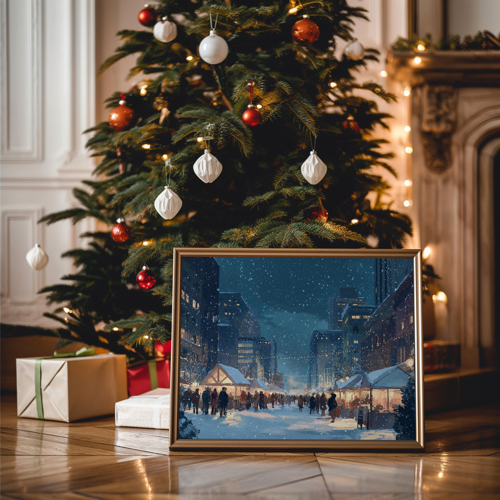 De Moines iowa Christmas Wall Art, Custom Large Travel Poster Print, World Location Painting