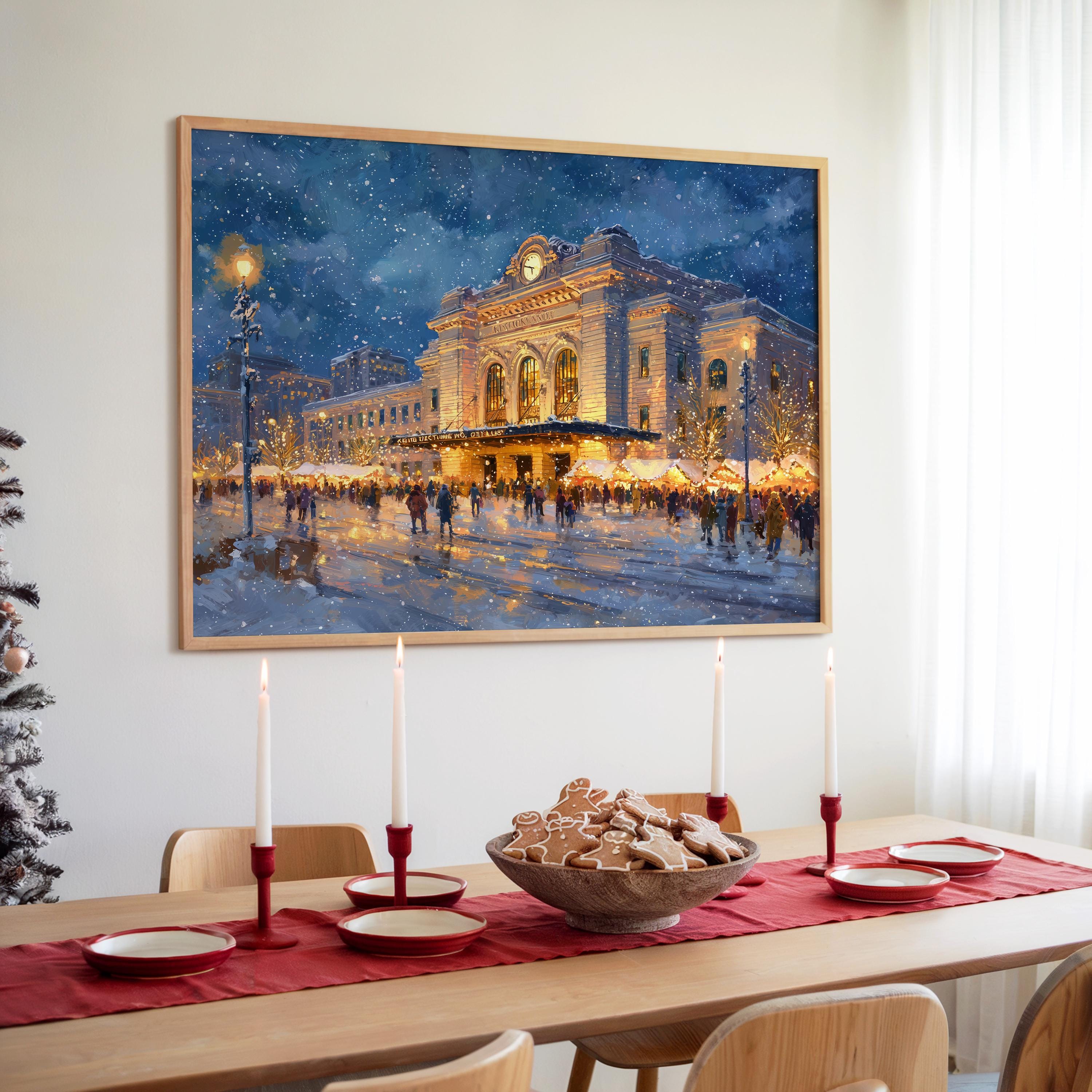 Denver Colorado Christmas Wall Art, Custom Large Travel Poster Print, World Location Painting