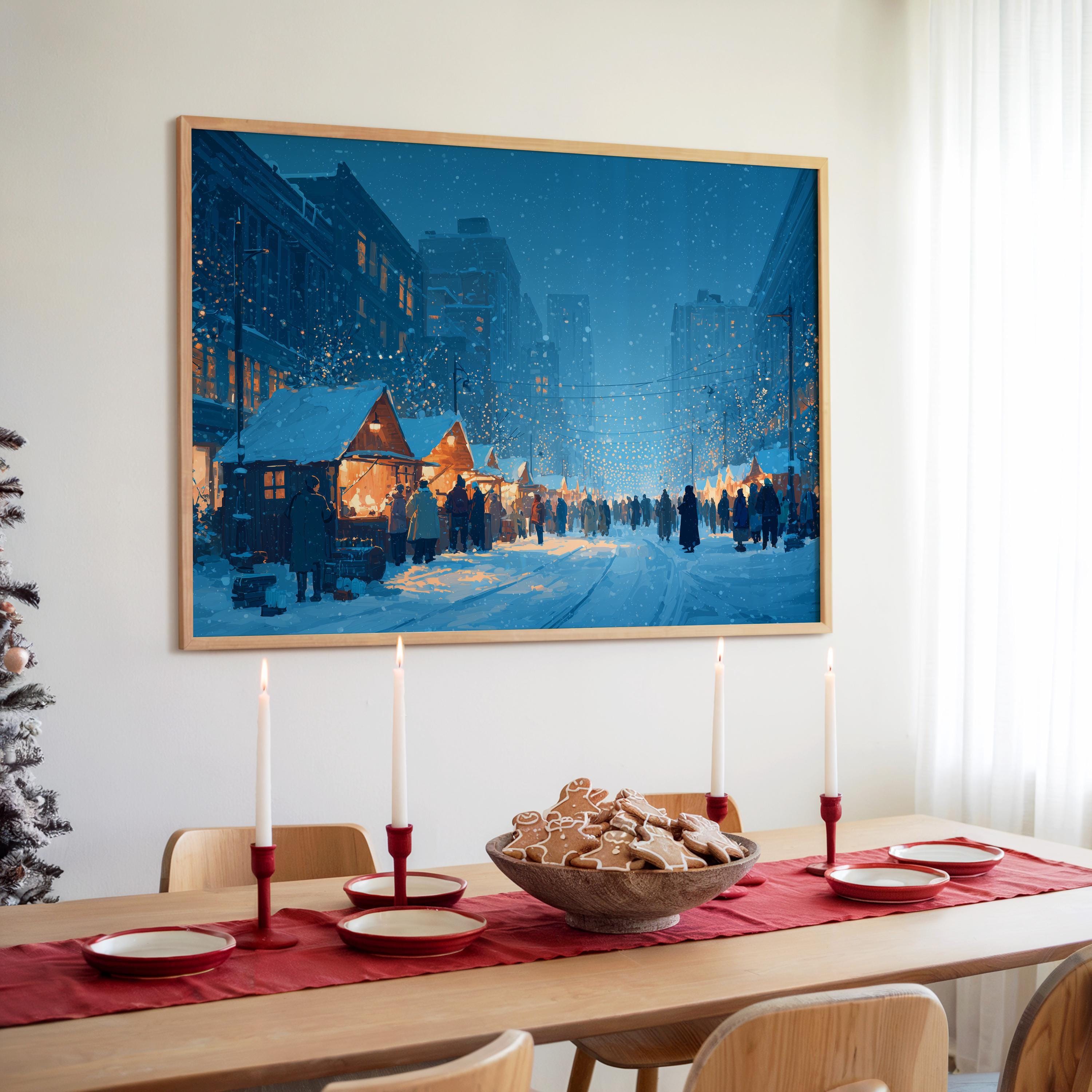 Edmonton Canada Christmas Wall Art, Custom Large Travel Poster Print, World Location Painting