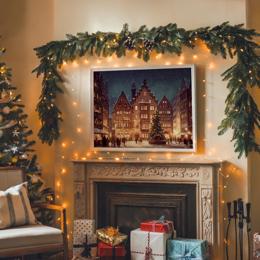 Frankfurt Germany Christmas Wall Art, Custom Large Travel Poster Print, World Location Painting