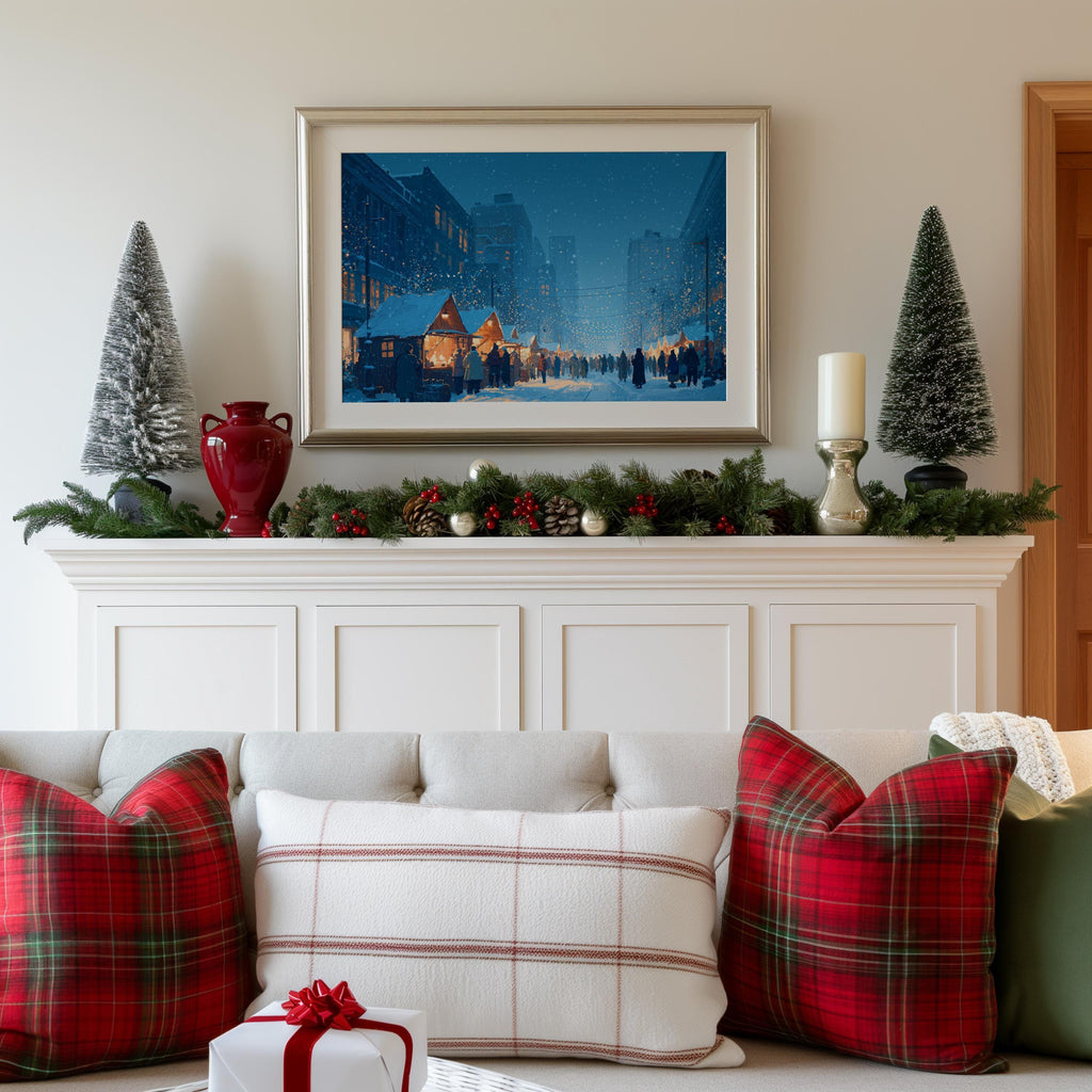 Edmonton Canada Christmas Wall Art, Custom Large Travel Poster Print, World Location Painting