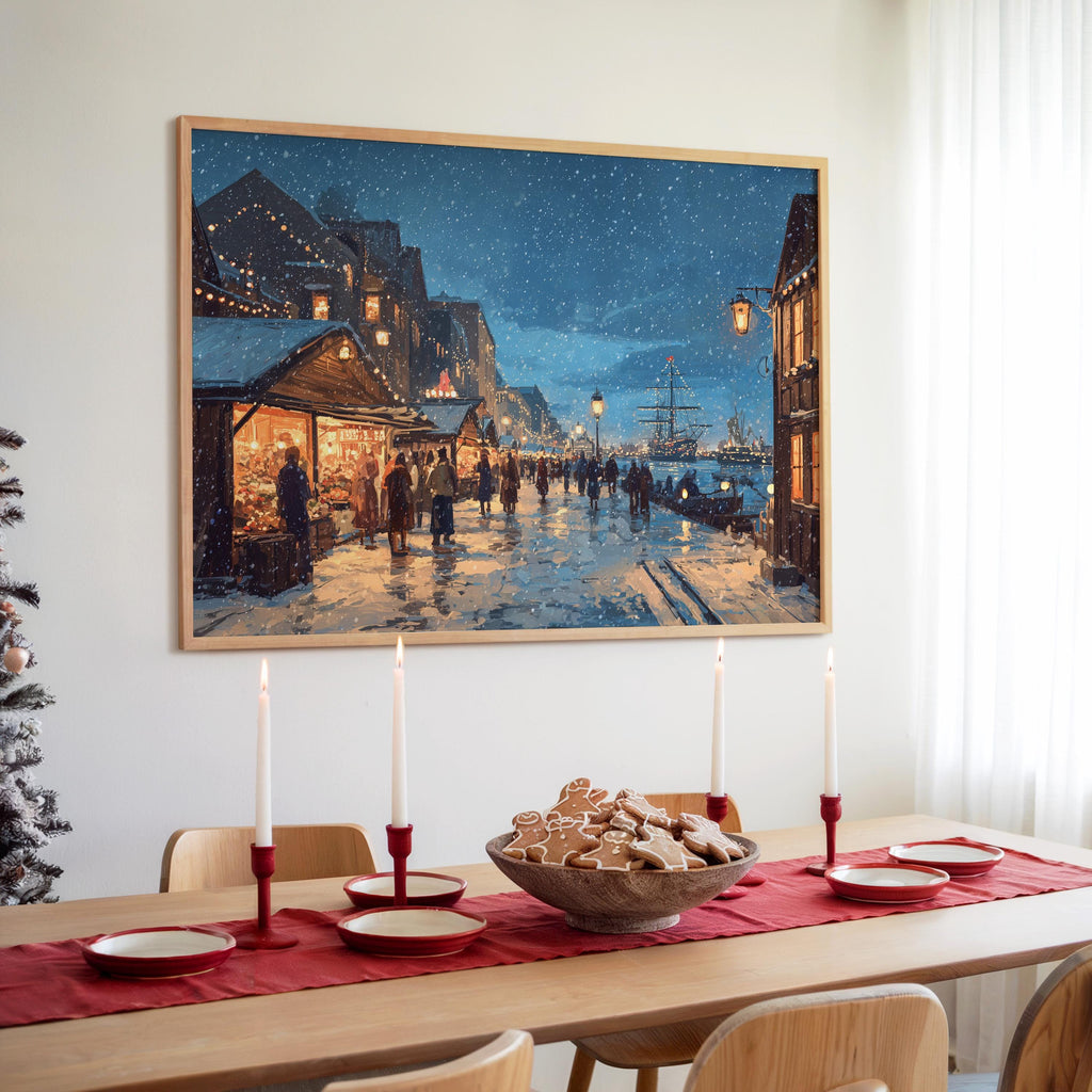 Halifax Canada Christmas Wall Art, Custom Large Travel Poster Print, World Location Painting