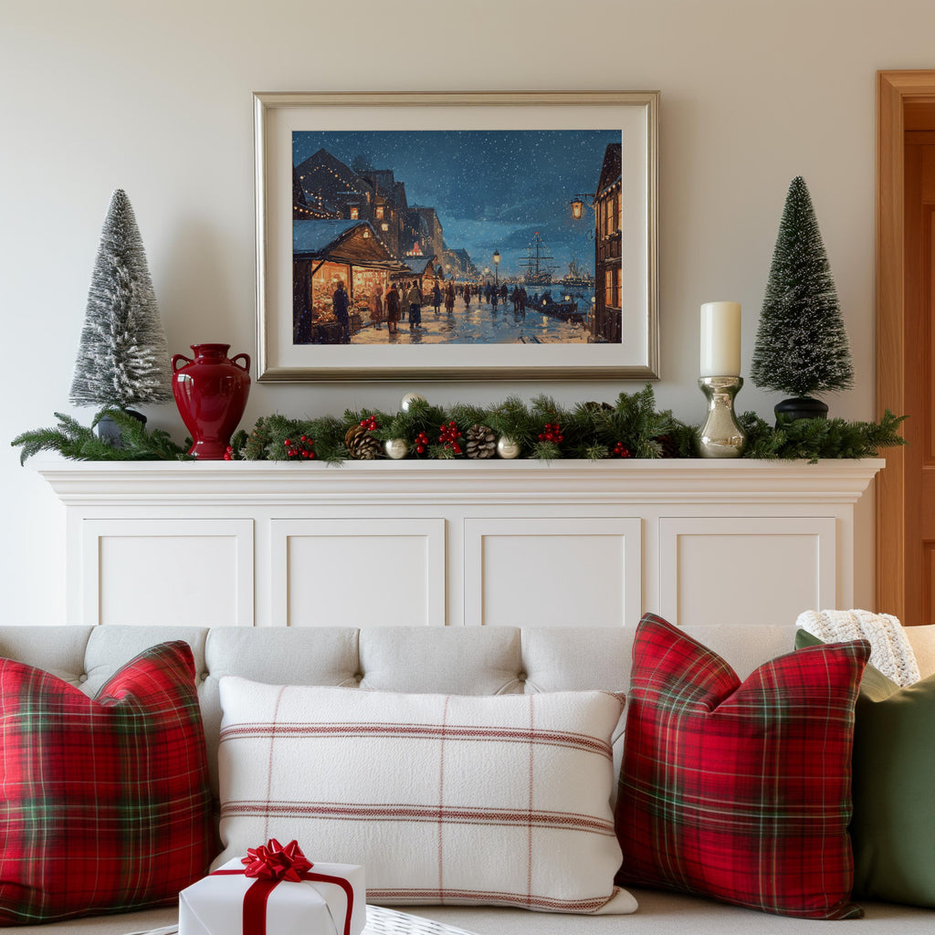 Halifax Canada Christmas Wall Art, Custom Large Travel Poster Print, World Location Painting