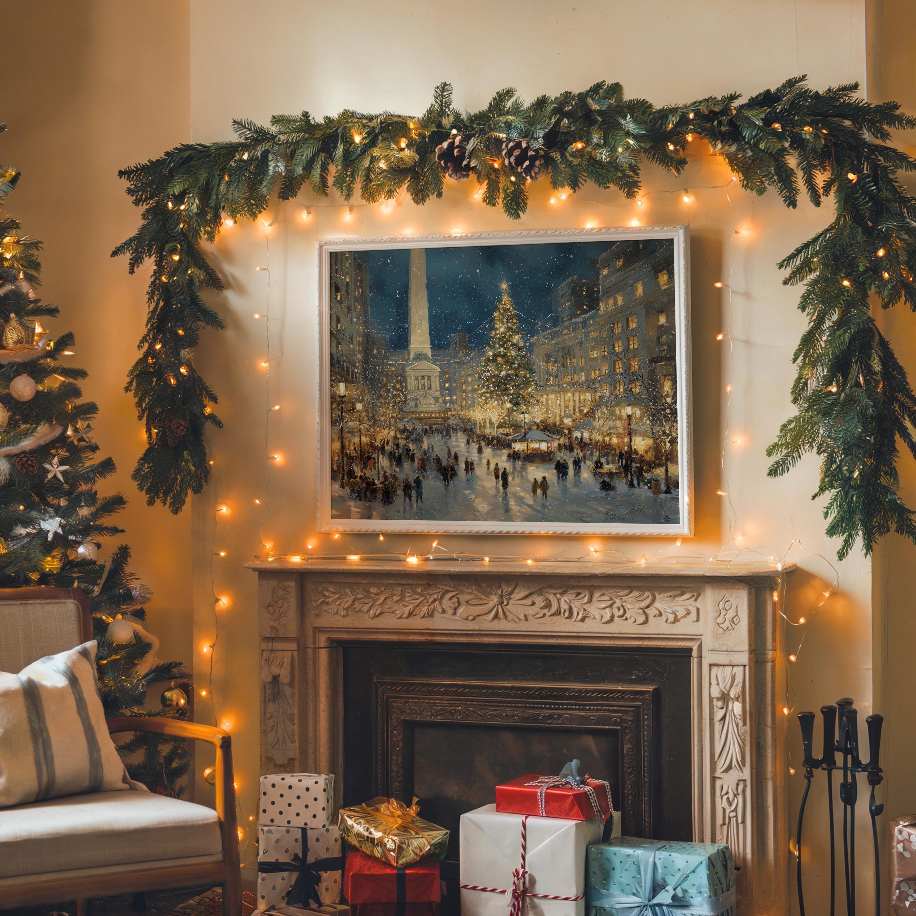 Indianapolis Indiana Christmas Wall Art, Custom Large Travel Poster Print, World Location Painting