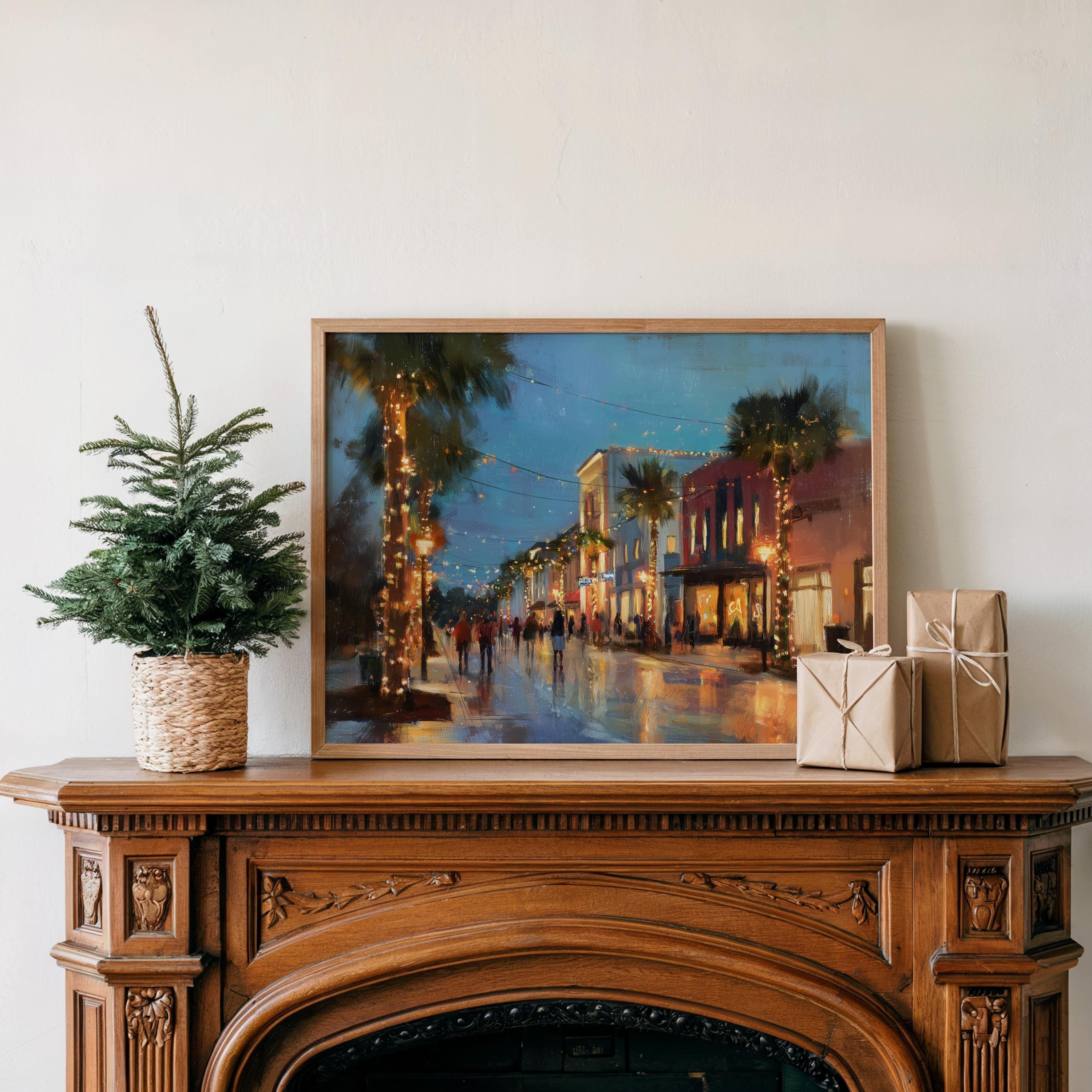 Jackson Mississippi Christmas Wall Art, Custom Large Travel Poster Print, World Location Painting