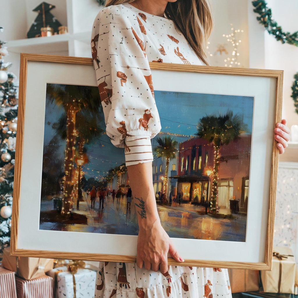 Jackson Mississippi Christmas Wall Art, Custom Large Travel Poster Print, World Location Painting