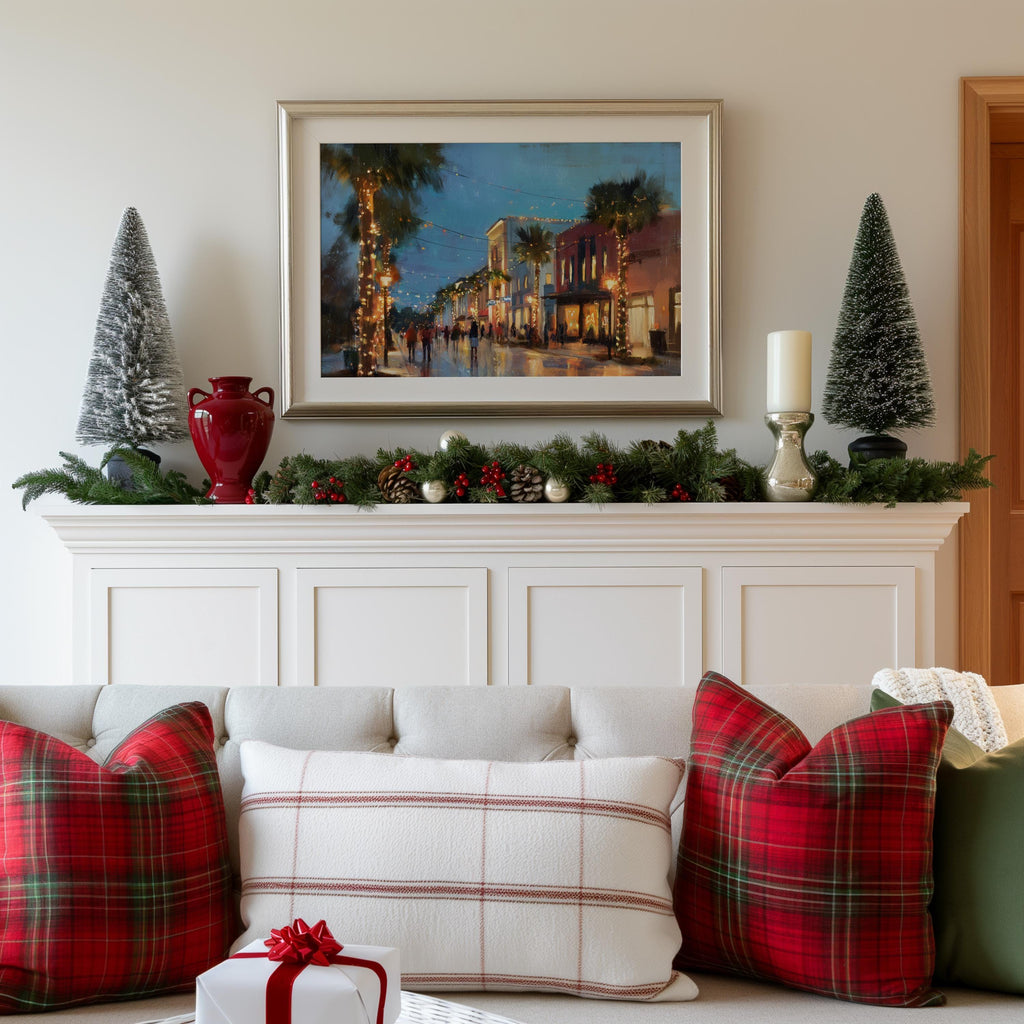 Jackson Mississippi Christmas Wall Art, Custom Large Travel Poster Print, World Location Painting