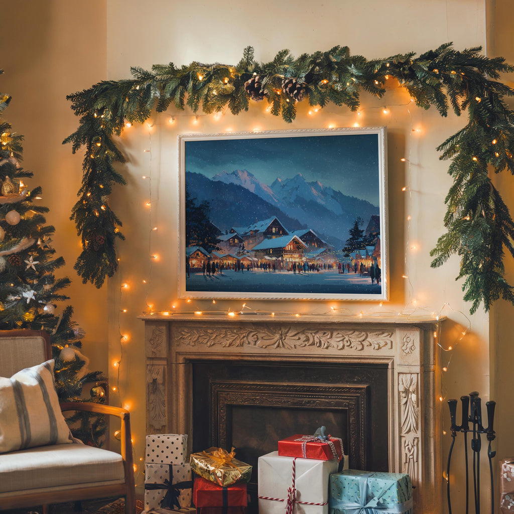 Interlaken Switzerland Christmas Wall Art, Custom Large Travel Poster Print, World Location Painting