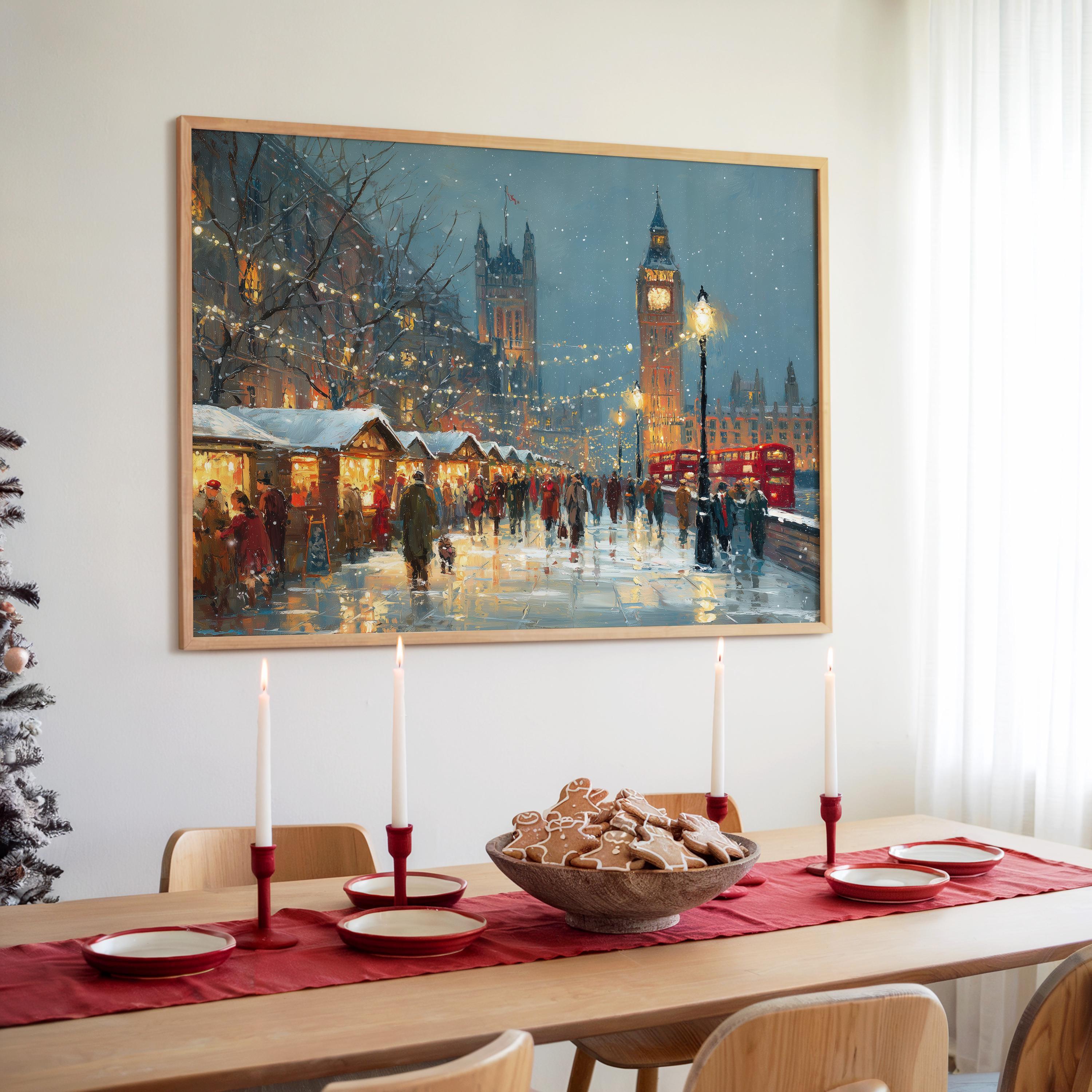 London_England Christmas Wall Art, Custom Large Travel Poster Print, World Location Painting