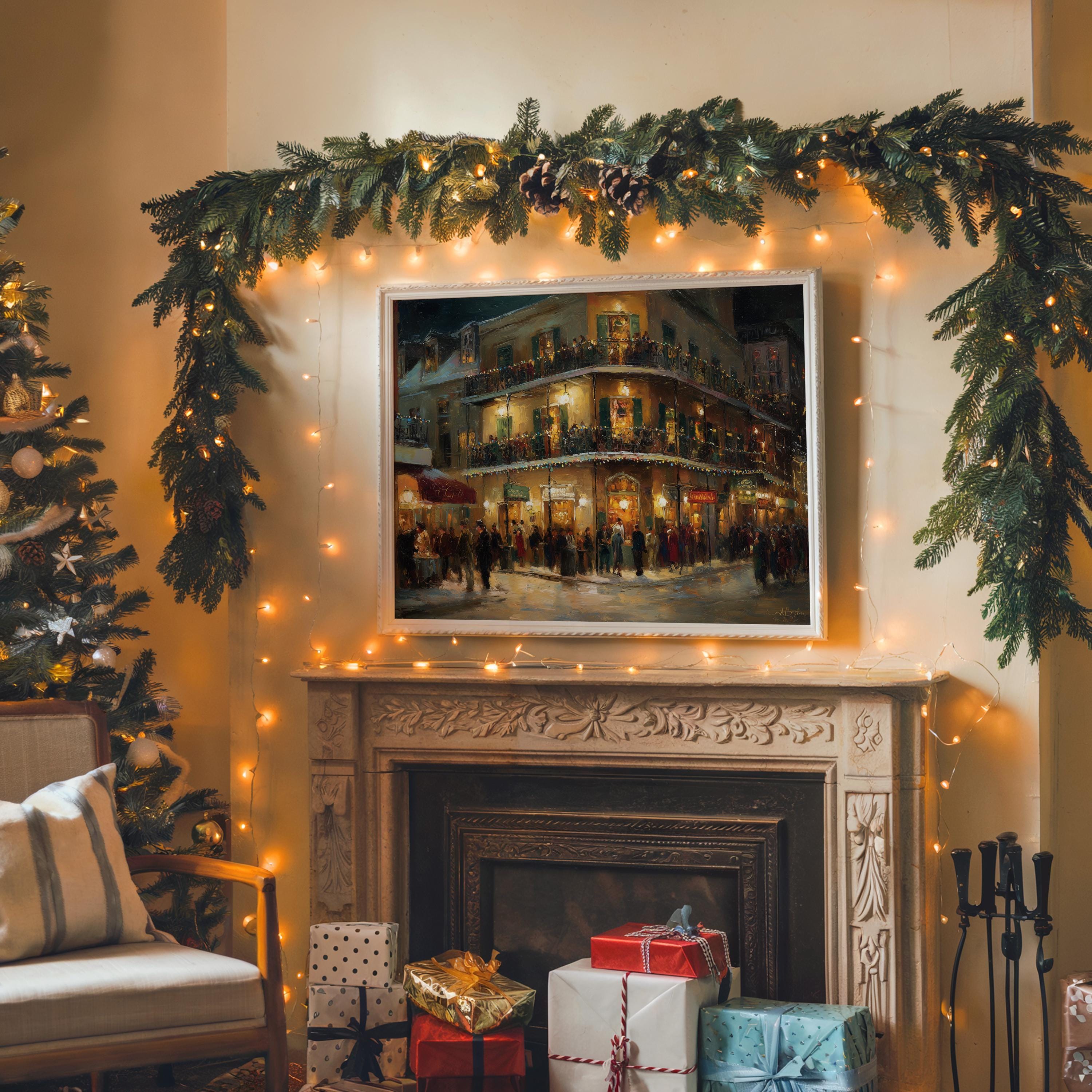 New Orleans Louisiana Christmas Wall Art, Custom Large Travel Poster Print, World Location Painting