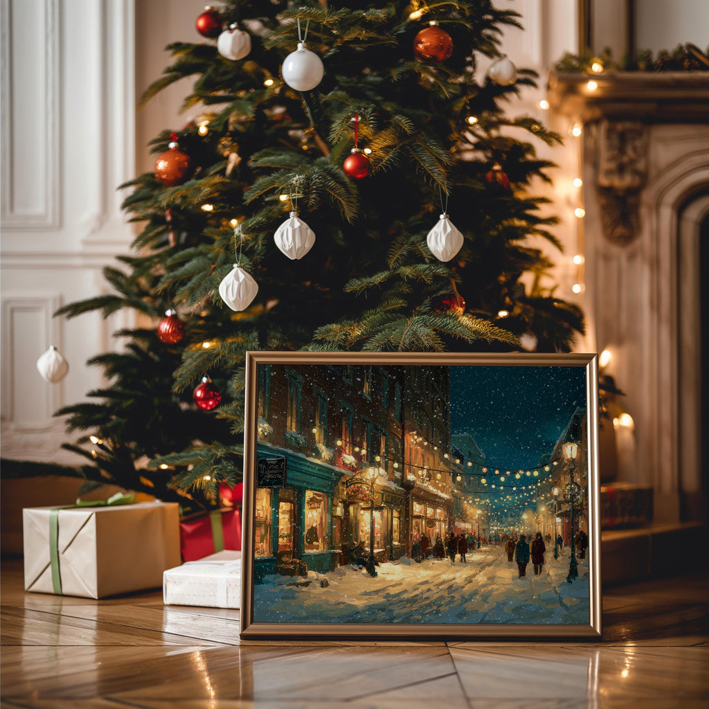 Portland Maine Christmas Wall Art, Custom Large Travel Poster Print, World Location Painting