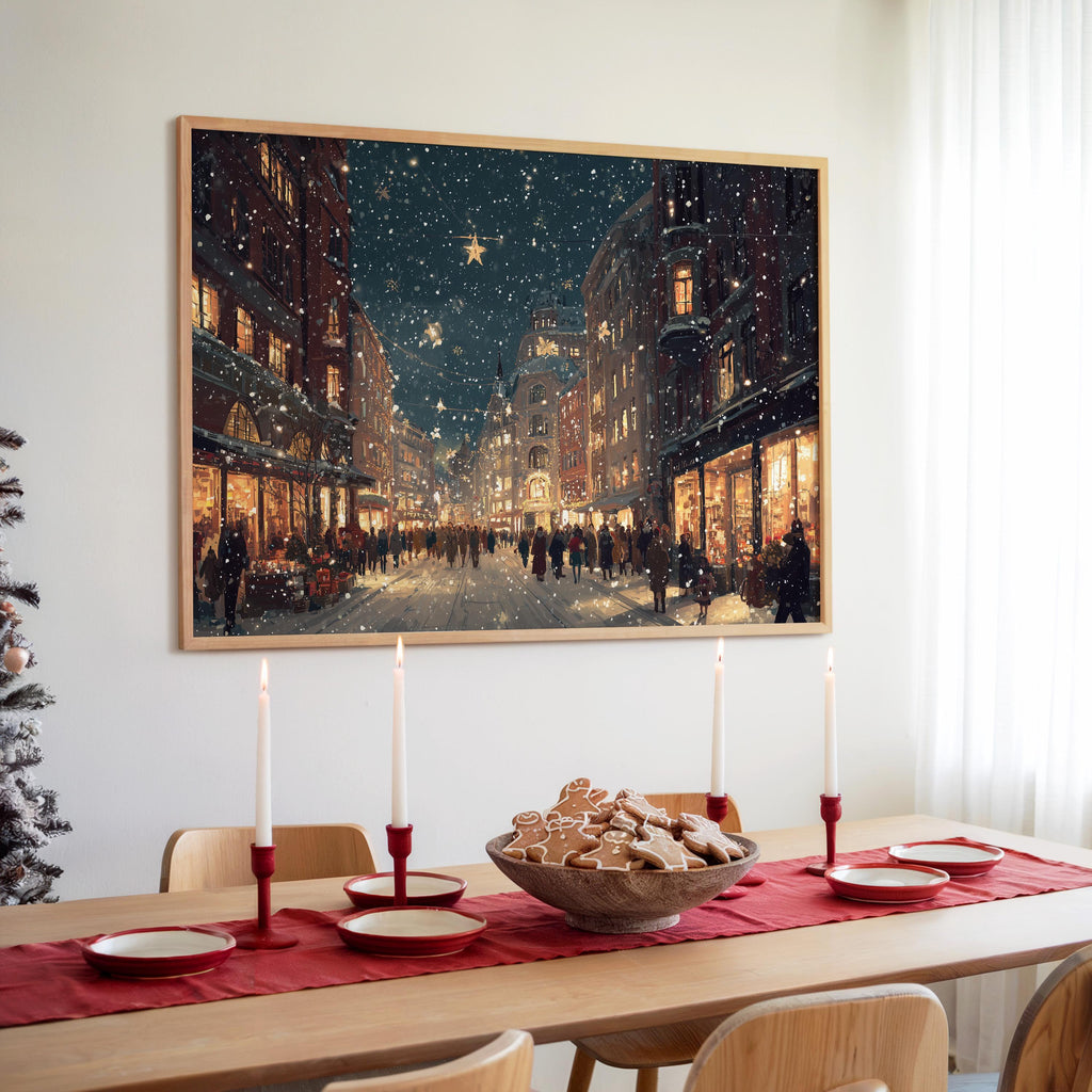 Oslo Norway Christmas Wall Art, Custom Large Travel Poster Print, World Location Painting
