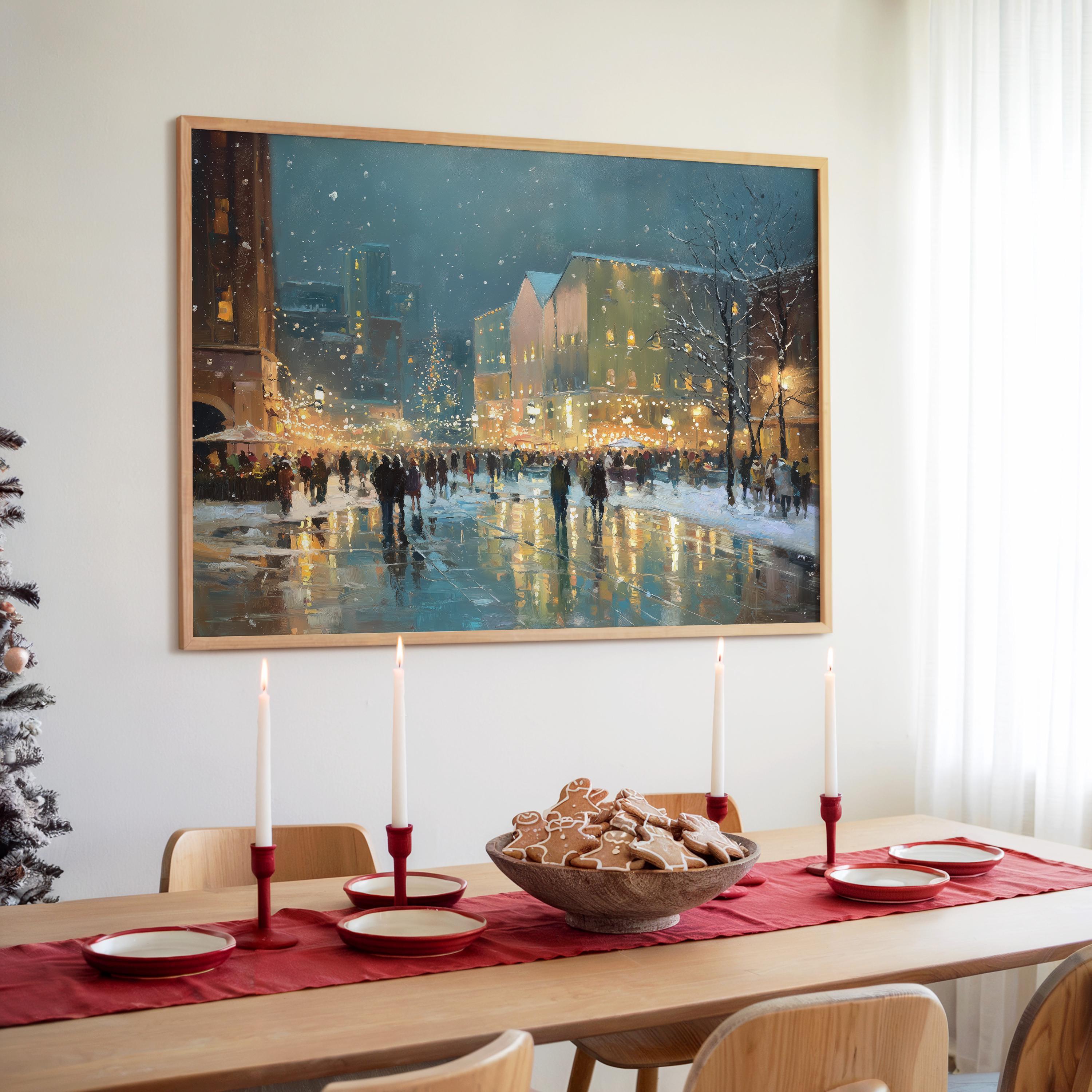 Pittsburgh Pennsylvania Christmas Wall Art, Custom Large Travel Poster Print, World Location Painting