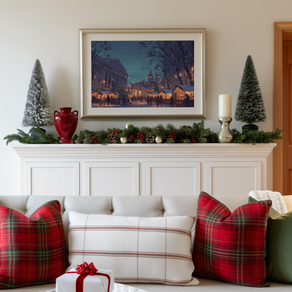 Portland Oregon Christmas Wall Art, Custom Large Travel Poster Print, World Location Painting