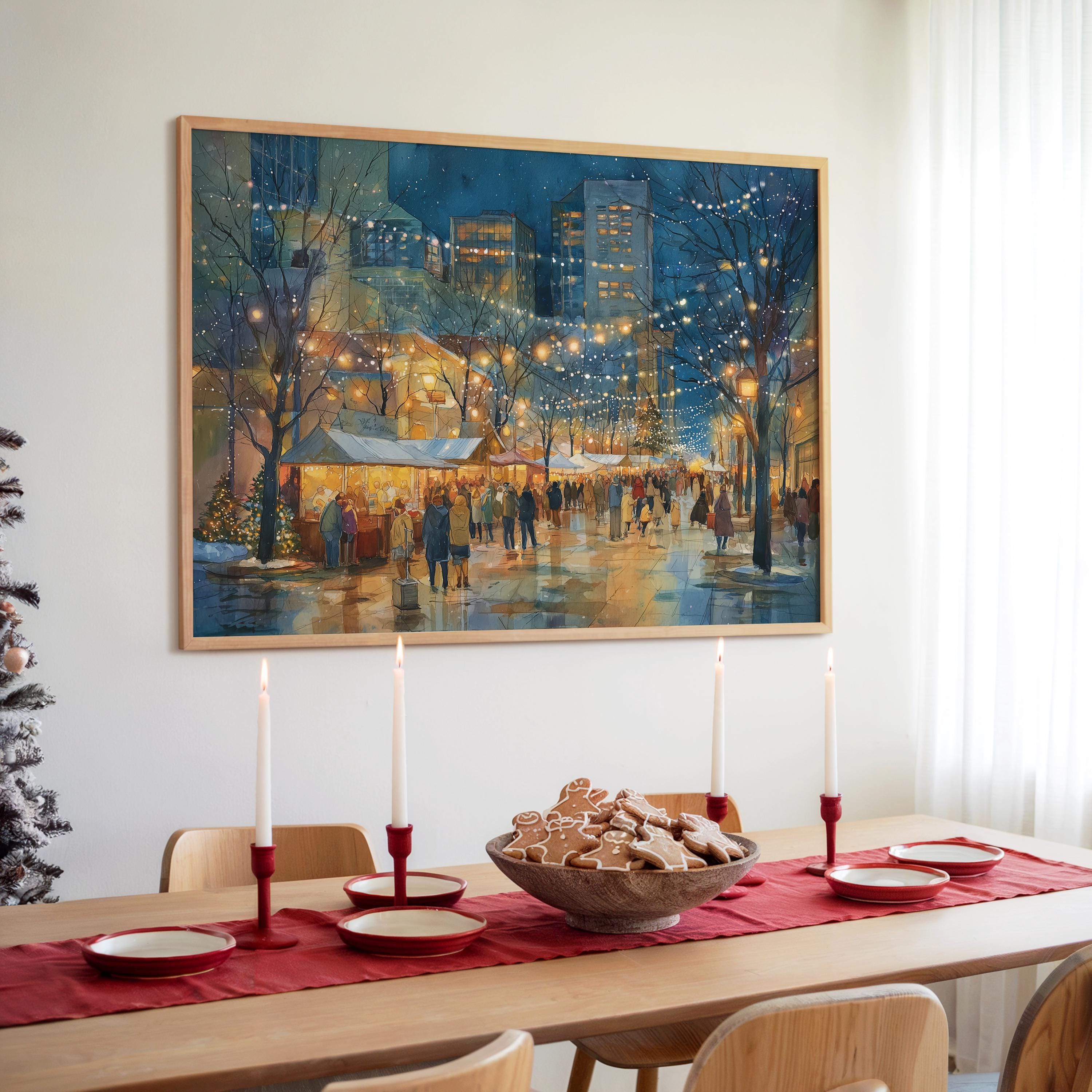 Raleigh North Carolina Christmas Wall Art, Custom Large Travel Poster Print, World Location Painting