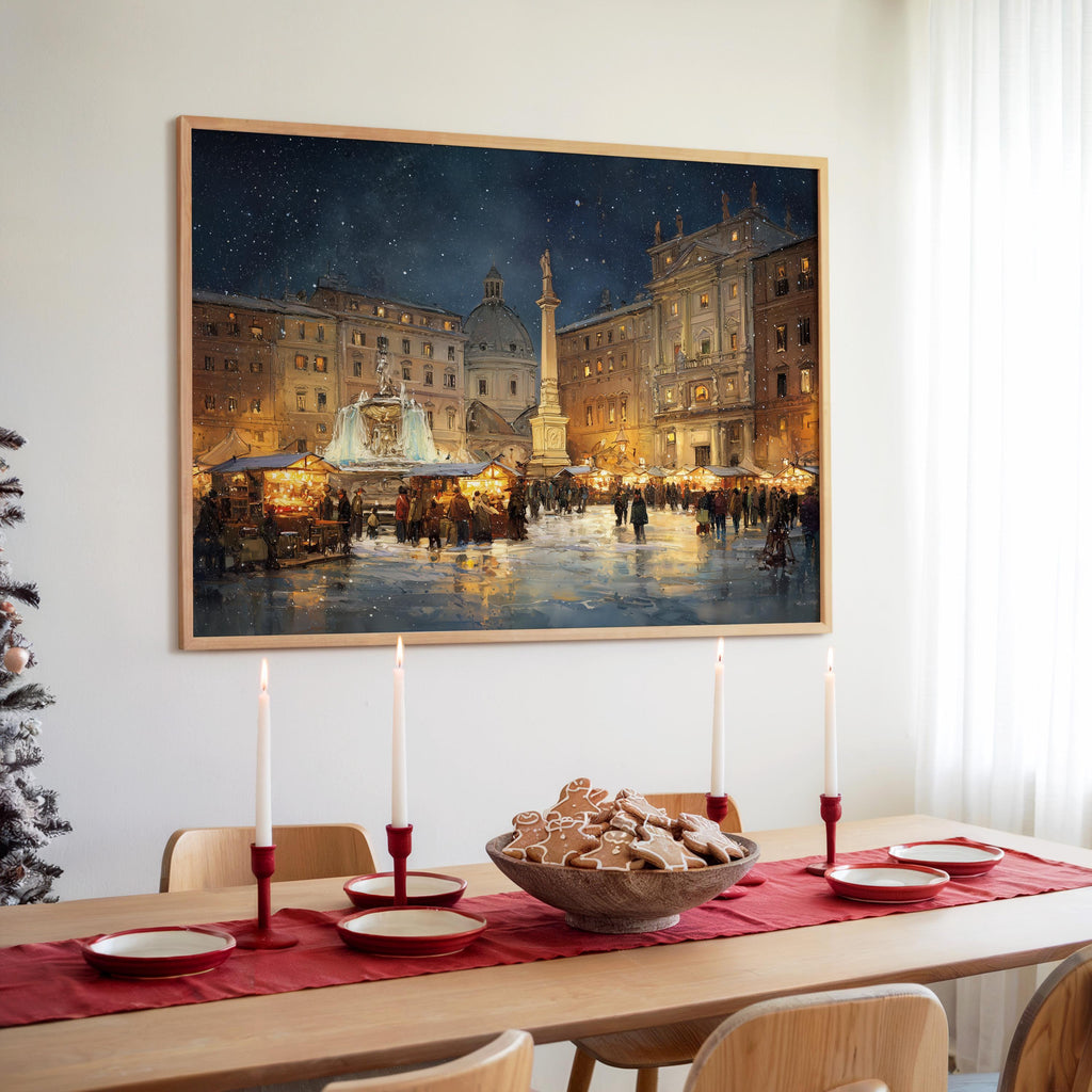 Rome Italy Christmas Wall Art, Custom Large Travel Poster Print, World Location Painting