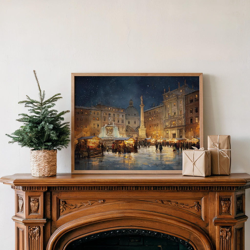 Rome Italy Christmas Wall Art, Custom Large Travel Poster Print, World Location Painting