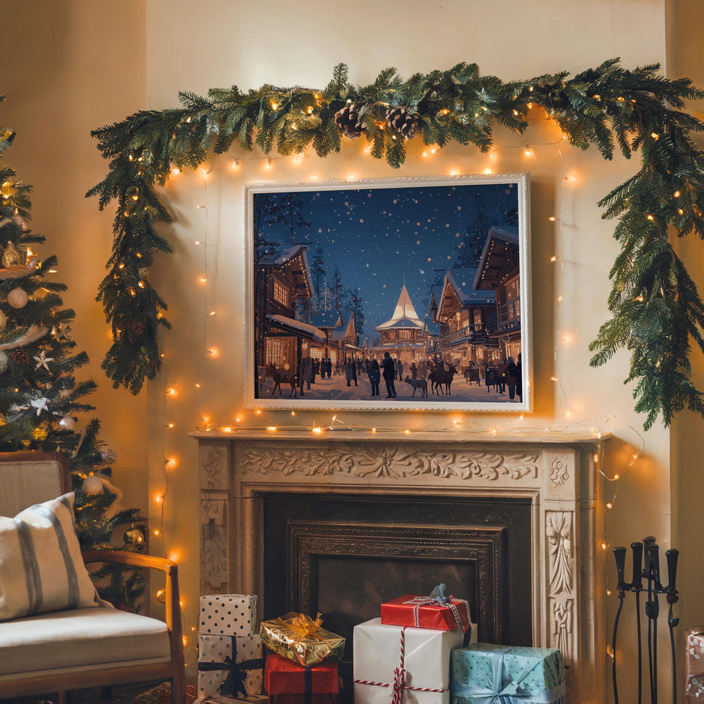 Rovaniemi Finland Christmas Wall Art, Custom Large Travel Poster Print, World Location Painting