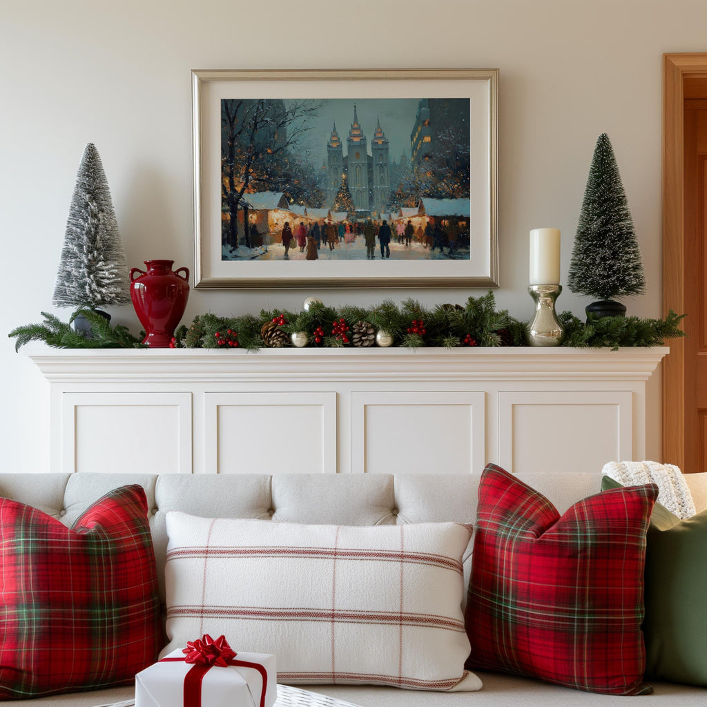 Salt Lake City Utah Christmas Wall Art, Custom Large Travel Poster Print, World Location Painting