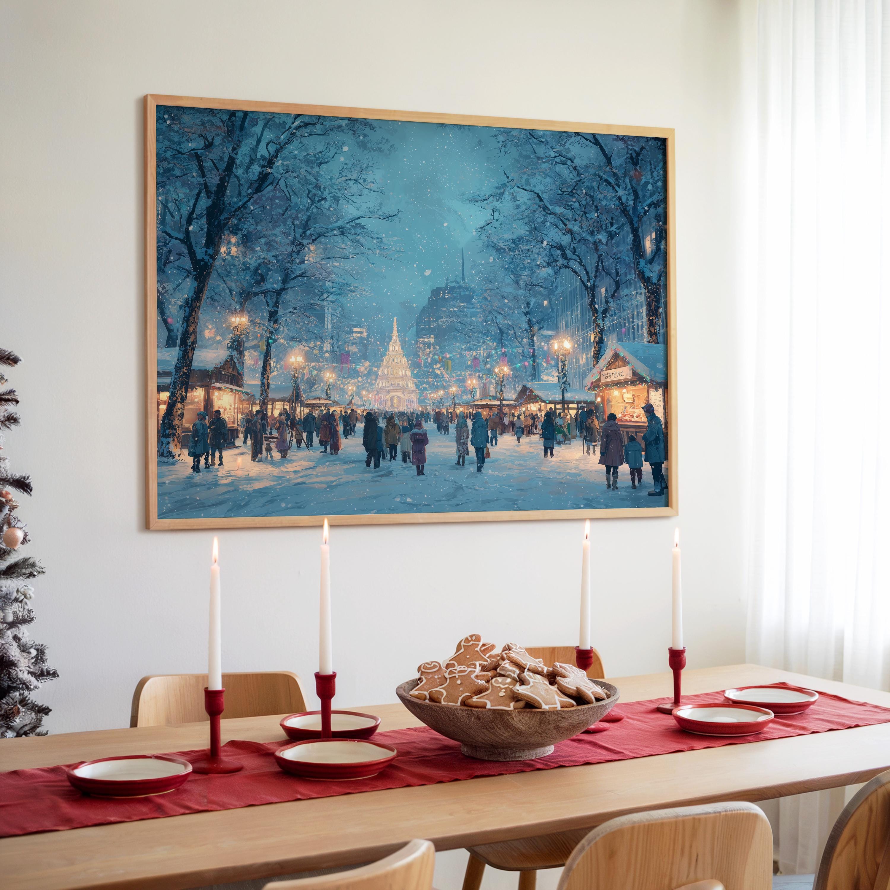 Sapporo Japan Christmas Wall Art, Custom Large Travel Poster Print, World Location Painting