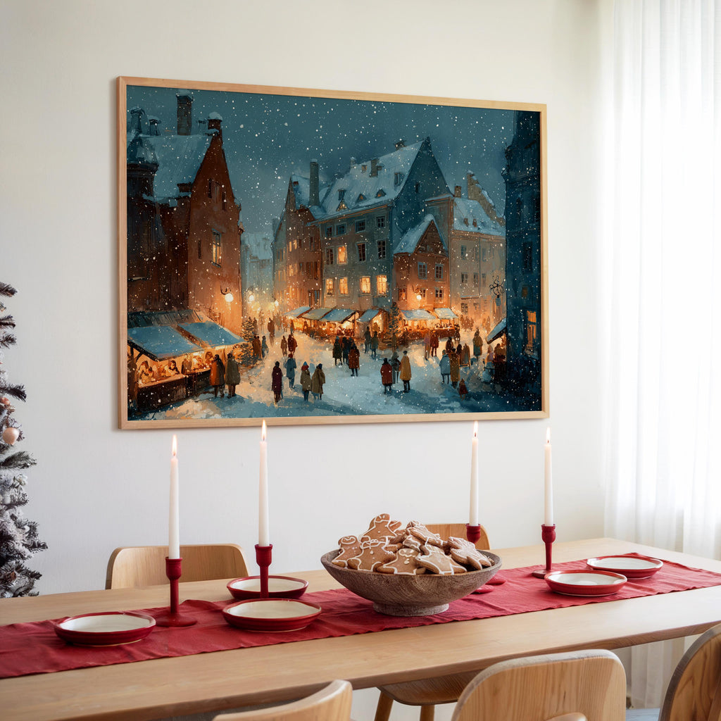 Tallinn Estonia Christmas Wall Art, Custom Large Travel Poster Print, World Location Painting