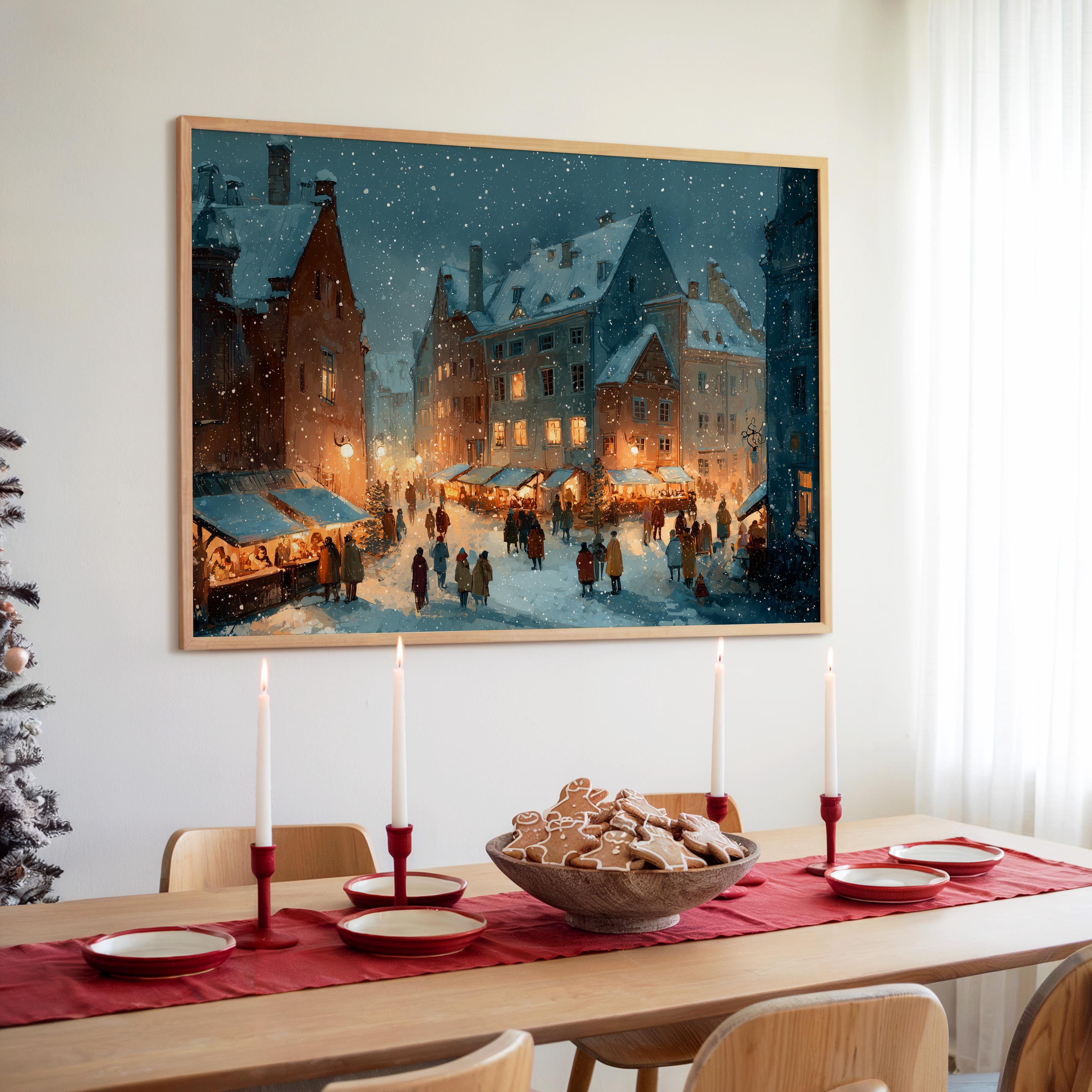 Tallinn Estonia Christmas Wall Art, Custom Large Travel Poster Print, World Location Painting