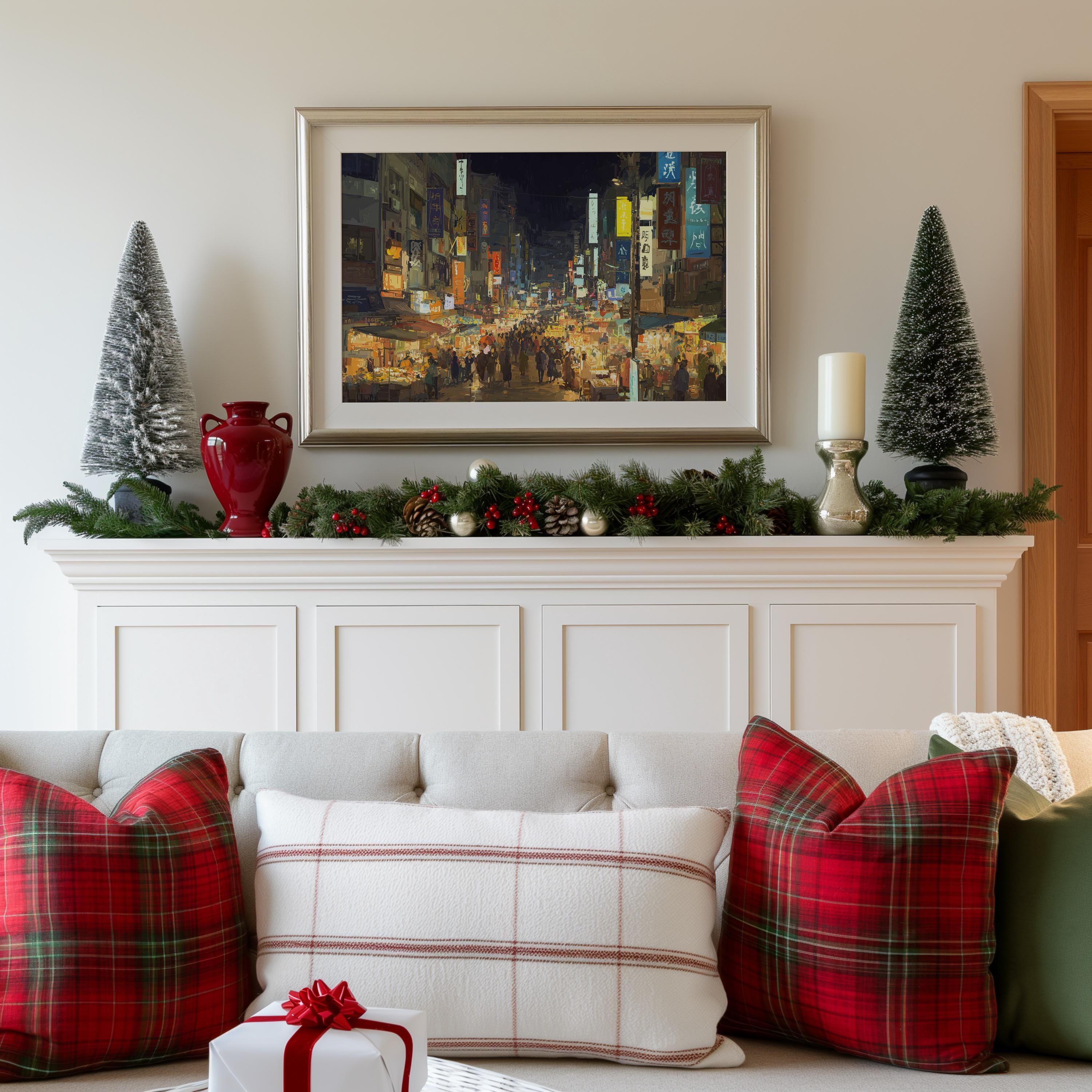 Taipei Taiwan Christmas Wall Art, Custom Large Travel Poster Print, World Location Painting