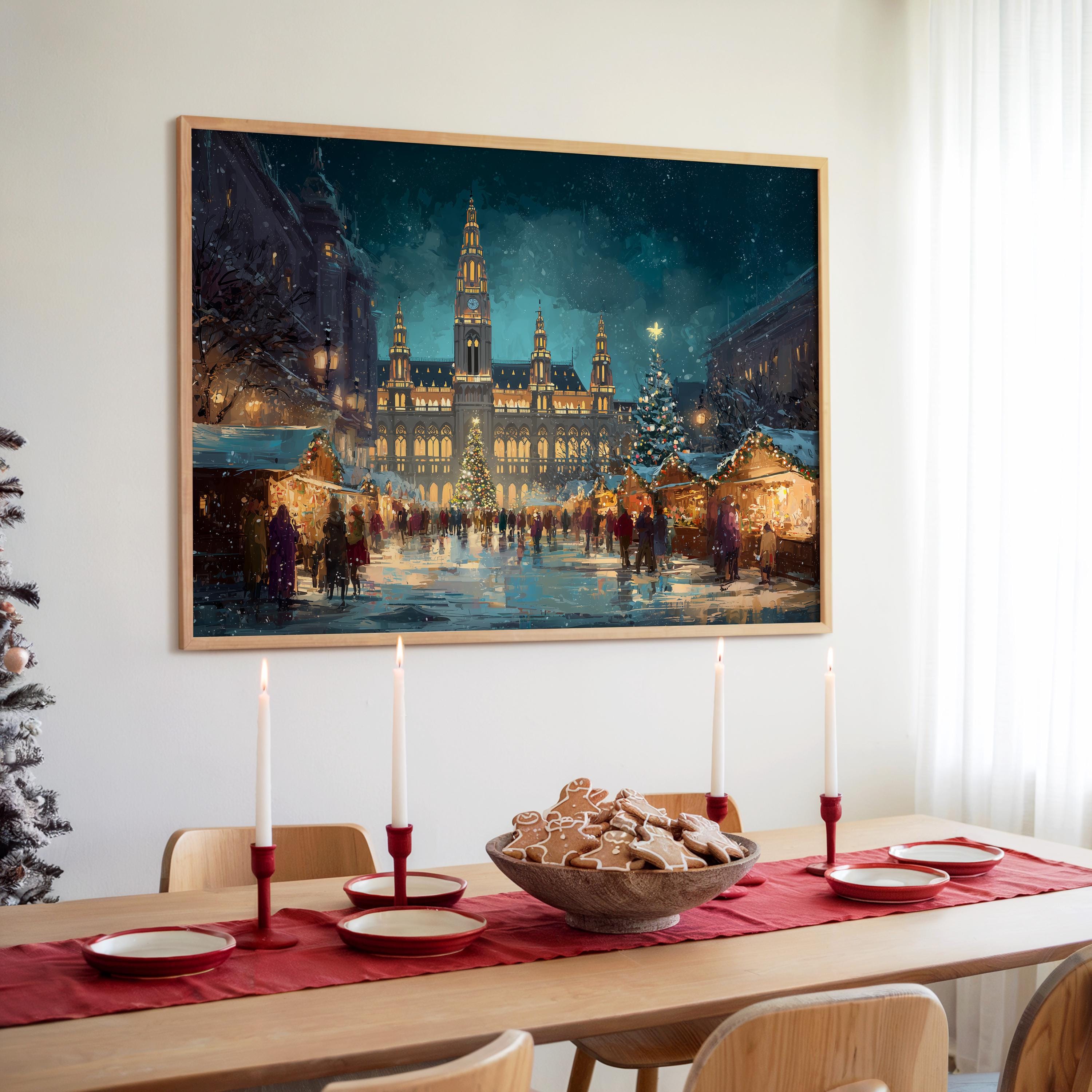 Vienna Austria Christmas Wall Art, Custom Large Travel Poster Print, World Location Painting
