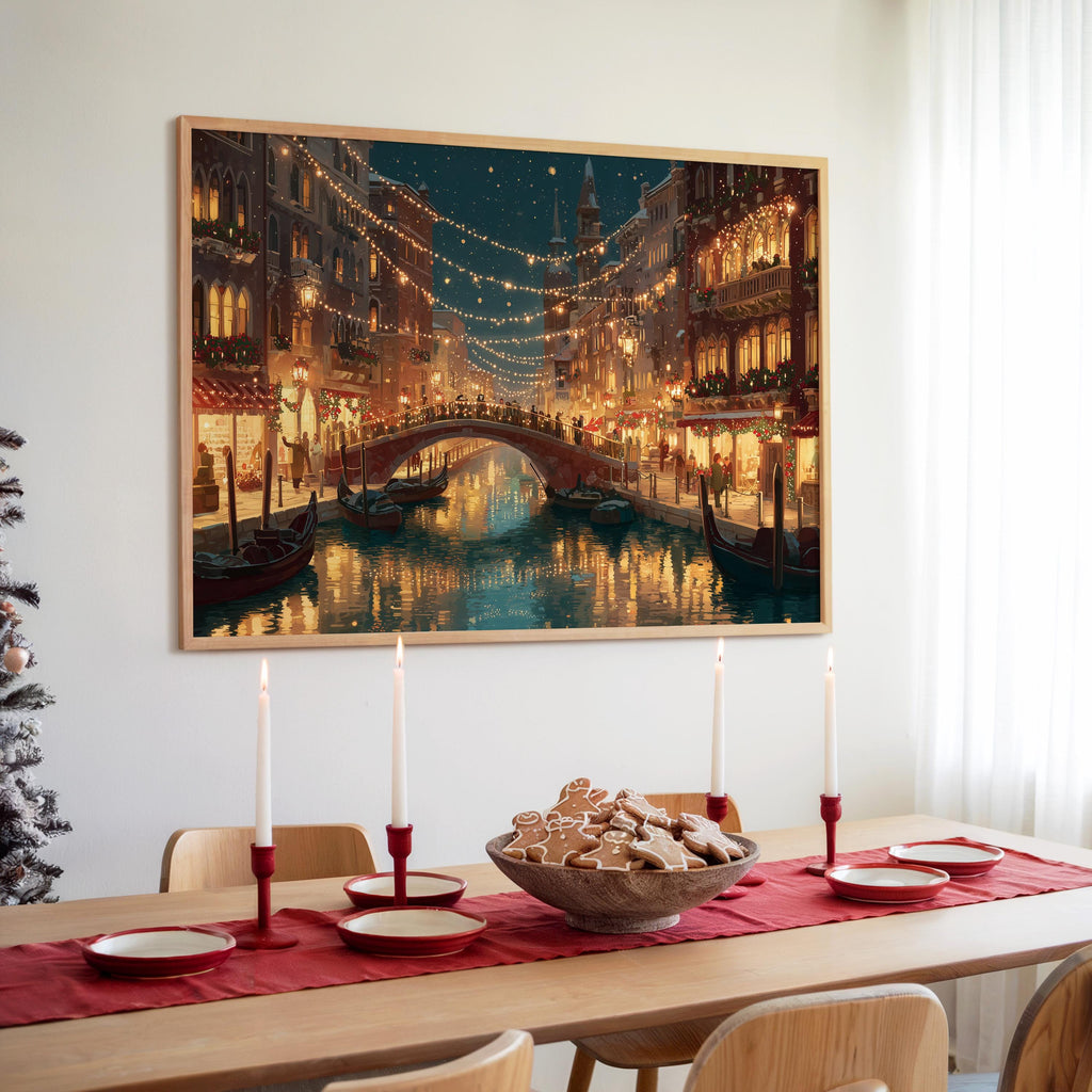 Venice Italy Christmas Wall Art, Custom Large Travel Poster Print, World Location Painting