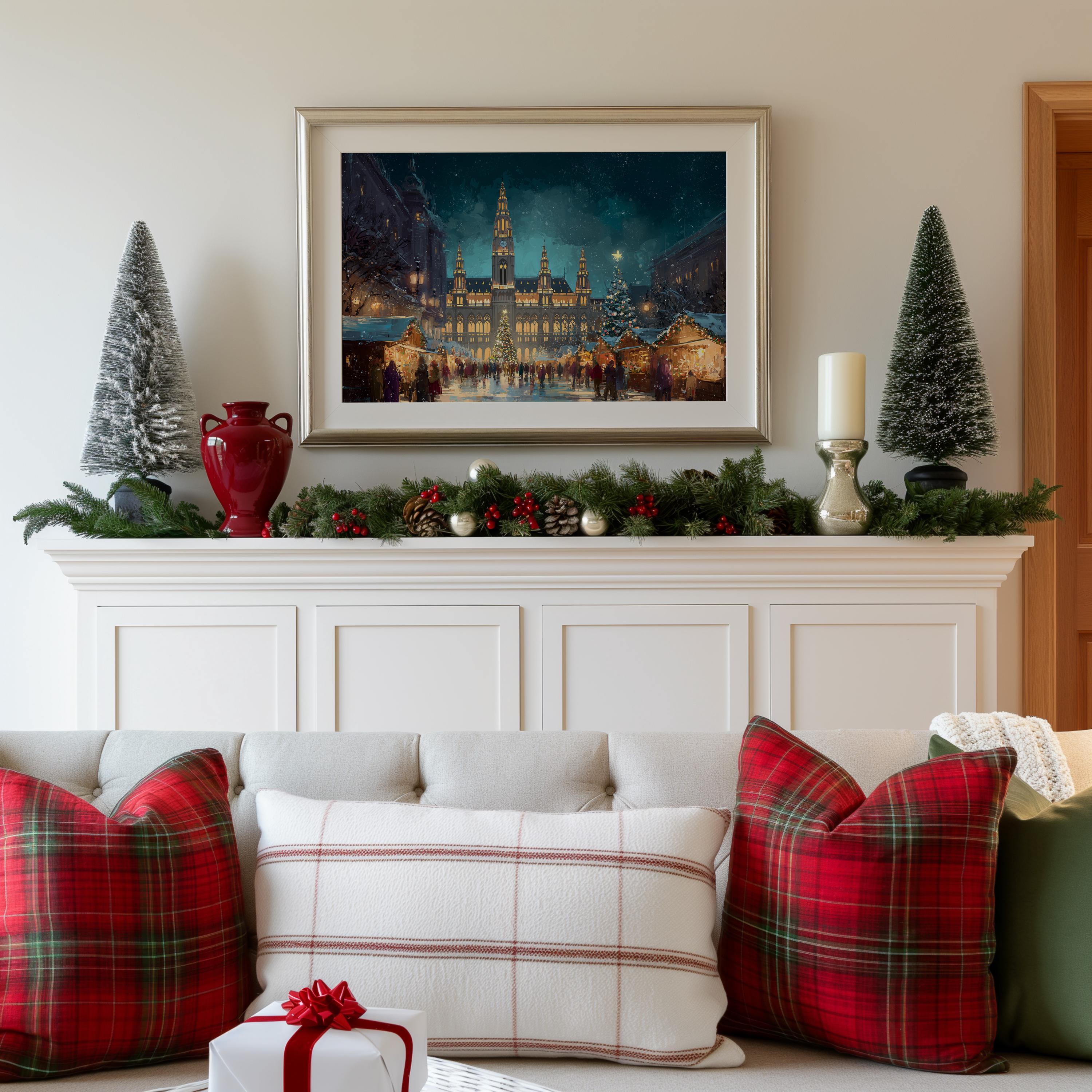 Vienna Austria Christmas Wall Art, Custom Large Travel Poster Print, World Location Painting