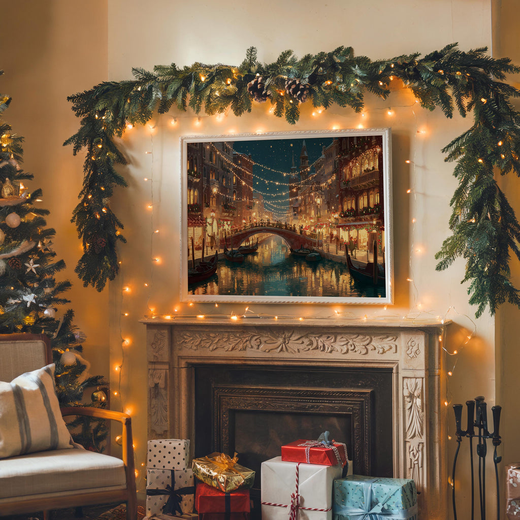 Venice Italy Christmas Wall Art, Custom Large Travel Poster Print, World Location Painting