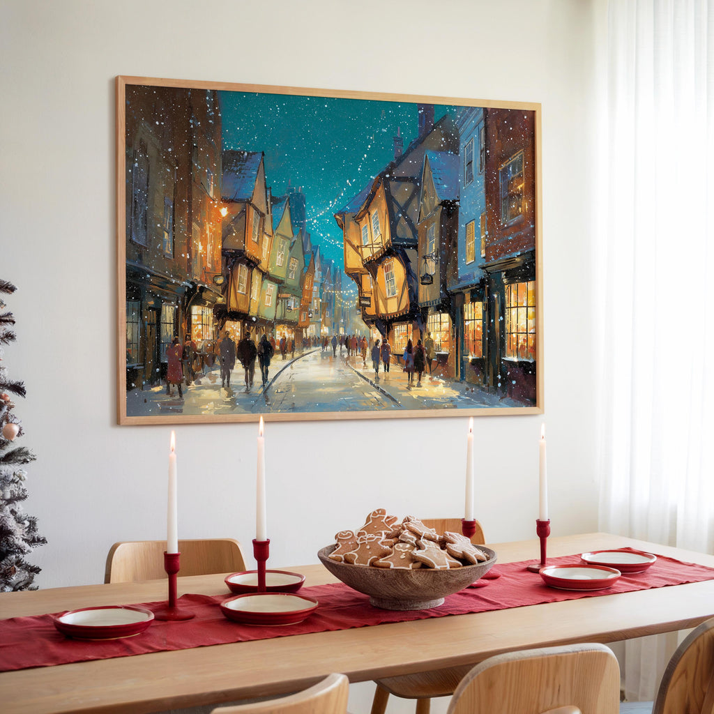 York England Christmas Wall Art, Custom Large Travel Poster Print, World Location Painting