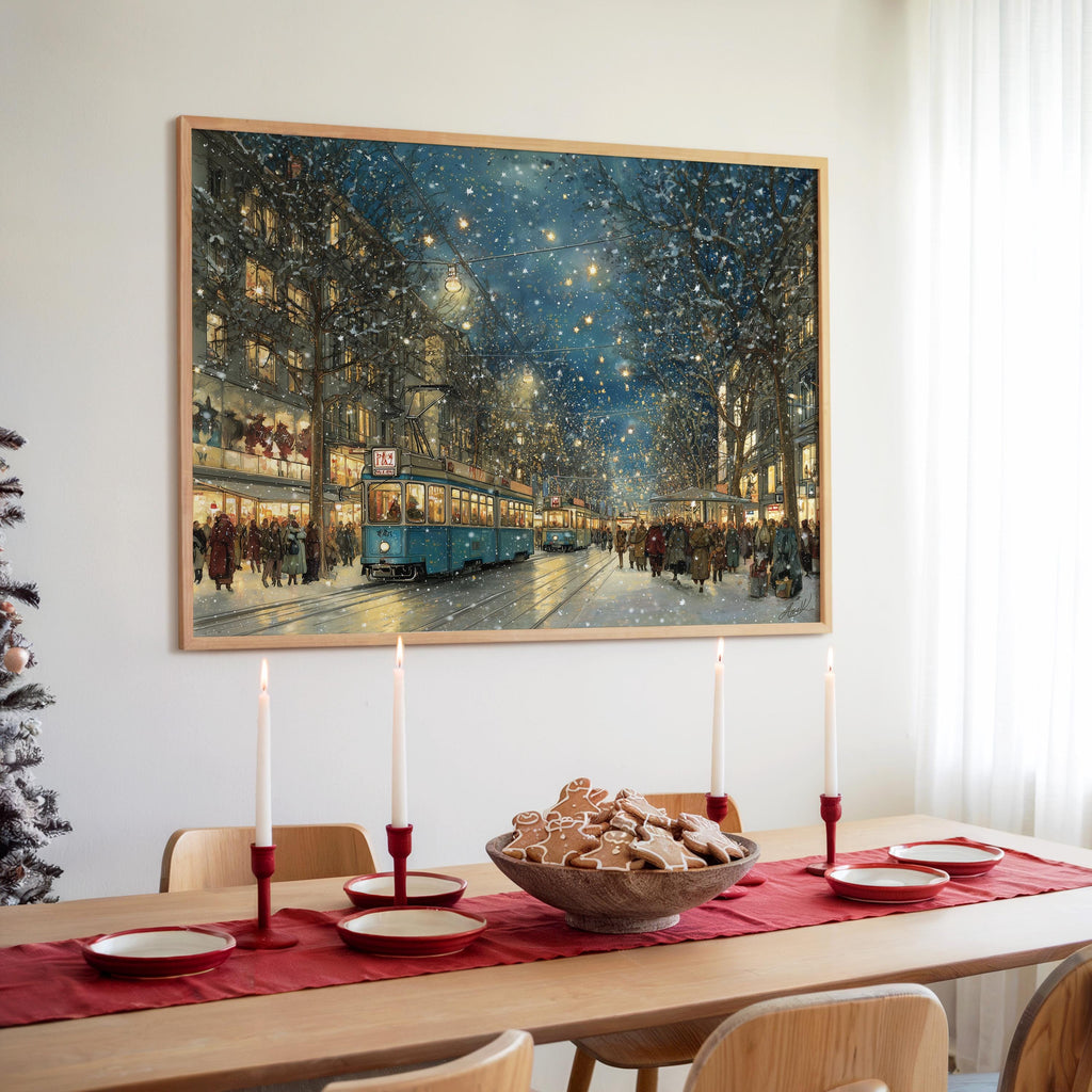Zurich Switzerland Christmas Wall Art, Custom Large Travel Poster Print, World Location Painting