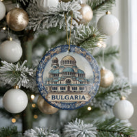 Bulgaria Ornament, Custom Christmas Keepsake, Ceramic Blue White Travel Souvenir