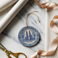 Malaysia Ornament, Custom Christmas Keepsake, Ceramic Blue White Travel Souvenir