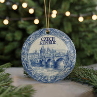 Czech Republic Ornament, Custom Christmas Keepsake, Ceramic Blue White Travel Souvenir