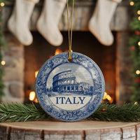 Italy Ornament, Custom Christmas Keepsake, Ceramic Blue White Travel Souvenir