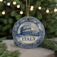 Italy Ornament, Custom Christmas Keepsake, Ceramic Blue White Travel Souvenir