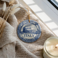 Italy Ornament, Custom Christmas Keepsake, Ceramic Blue White Travel Souvenir
