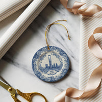 Saudi Arabia Ornament, Custom Christmas Keepsake, Ceramic Blue White Travel Souvenir