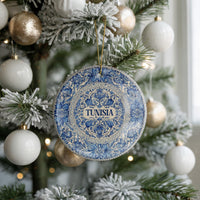 Tunisia Ornament, Custom Christmas Keepsake, Ceramic Blue White Travel Souvenir