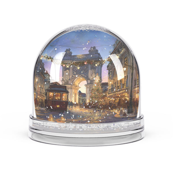 Lisbon Snow Globe, Portugal Christmas Personalized Gift, Custom Festive Market Souvenir Keepsake Dome