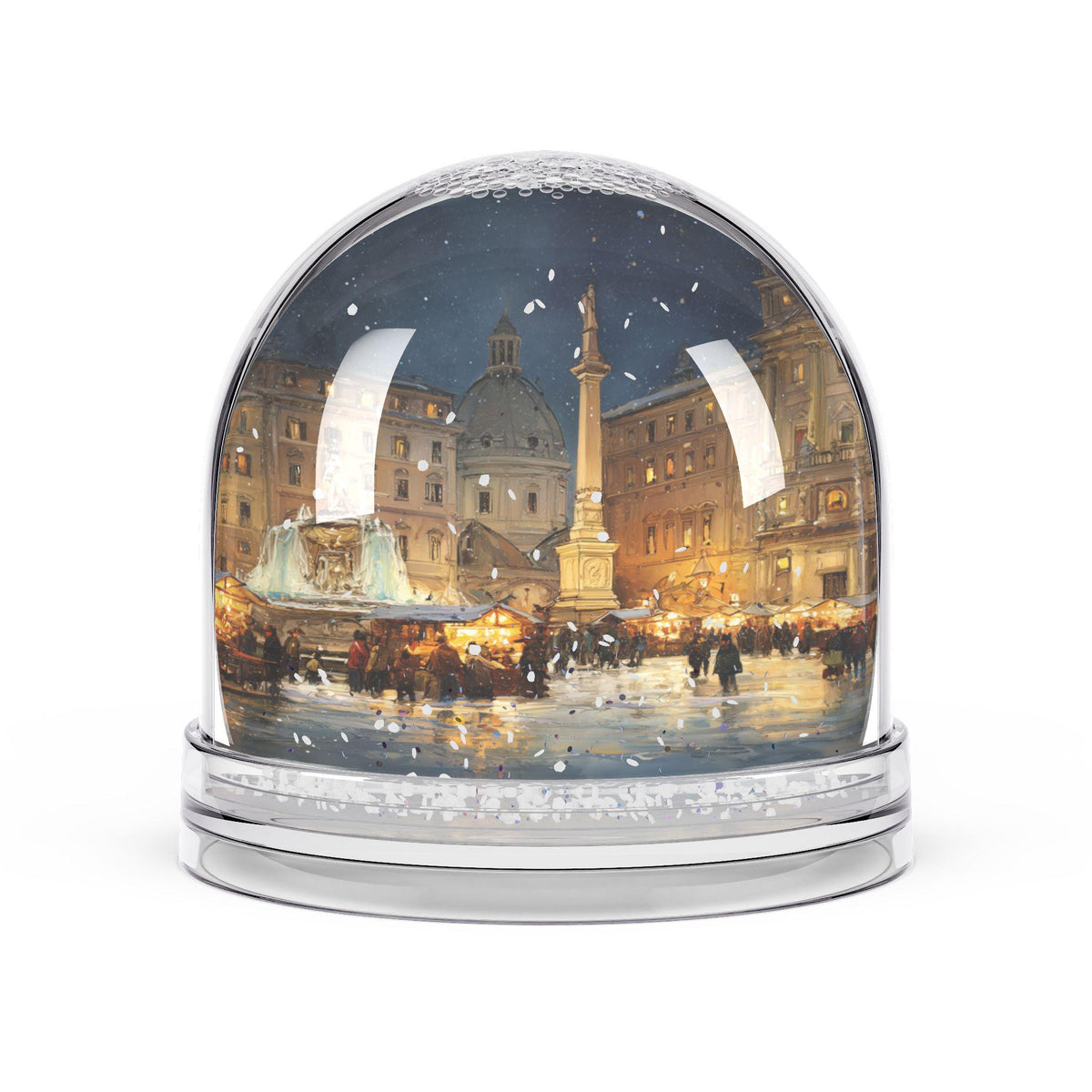 Rome Snow Globe, Italy Christmas Personalized Gift, Custom Festive Market Souvenir Keepsake Dome