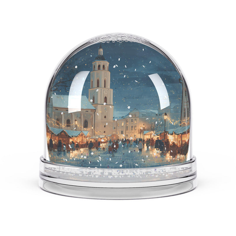 Vilnius Snow Globe, Lithuania Christmas Personalized Gift, Custom Festive Market Souvenir Keepsake Dome