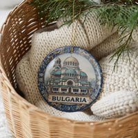 Bulgaria Ornament, Custom Christmas Keepsake, Ceramic Blue White Travel Souvenir