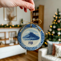 Fiji Ornament, Custom Christmas Keepsake, Ceramic Blue White Travel Souvenir