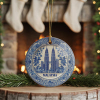 Malaysia Ornament, Custom Christmas Keepsake, Ceramic Blue White Travel Souvenir