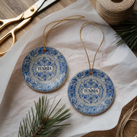 Tunisia Ornament, Custom Christmas Keepsake, Ceramic Blue White Travel Souvenir