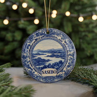Custom Sasebo Japan Ceramic Delft Ornament, Christmas Delftware Blue Delftware city travel